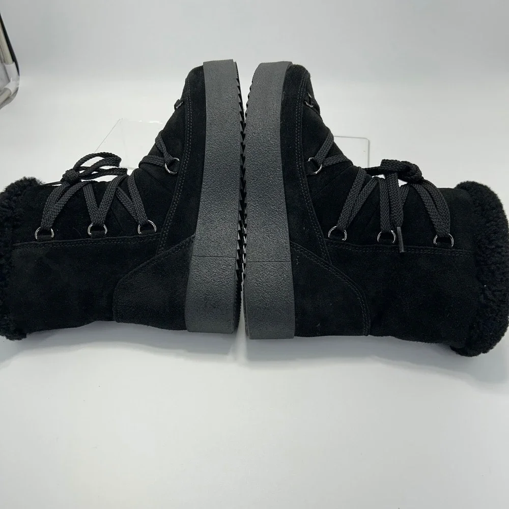 La Canadienne Size 36 US 5.5 Black Suede Shearling Platform Boots NEW Emery $395